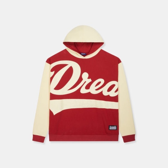 Dreamville x J. Cole The Classic Varsity Hoodie. M. Crimson/Cream